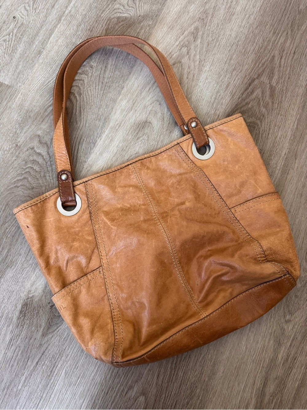 Fossil Hobo Leather Satchel Handbag Purse Brown Tan